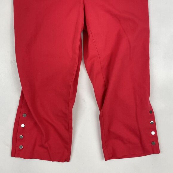 Rafaella Curvy Size 4 Coral Capri Cropped Pants Button Detail Stretch - Picture 4 of 7